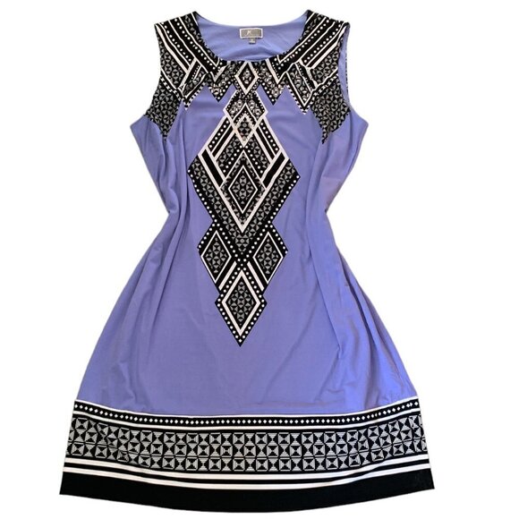 JM Collection Lined Stretch Sleeveless Beaded Dress XL Periwinkle & Black #213A - Picture 1 of 5